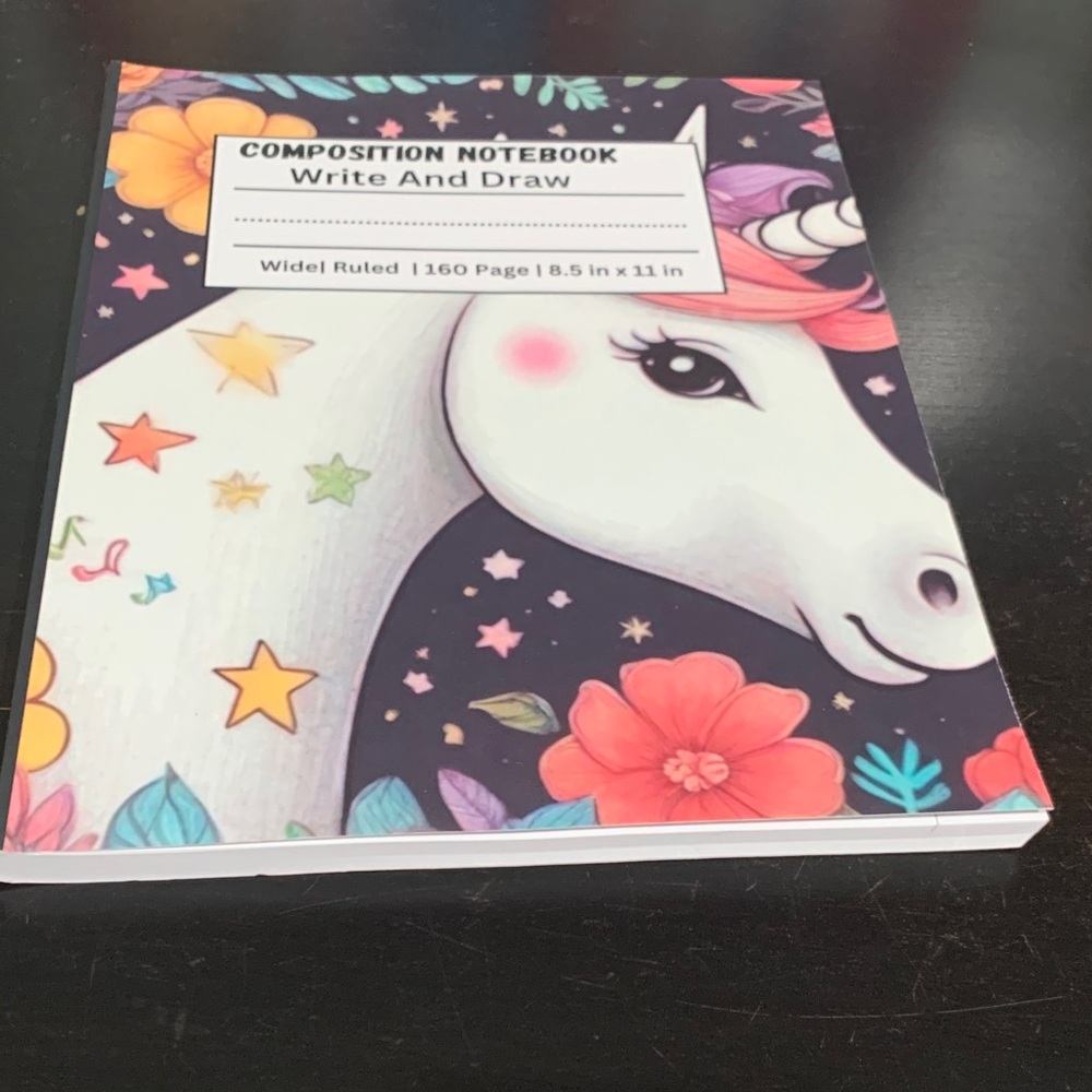 Unicorn and Floral Composition Notebook